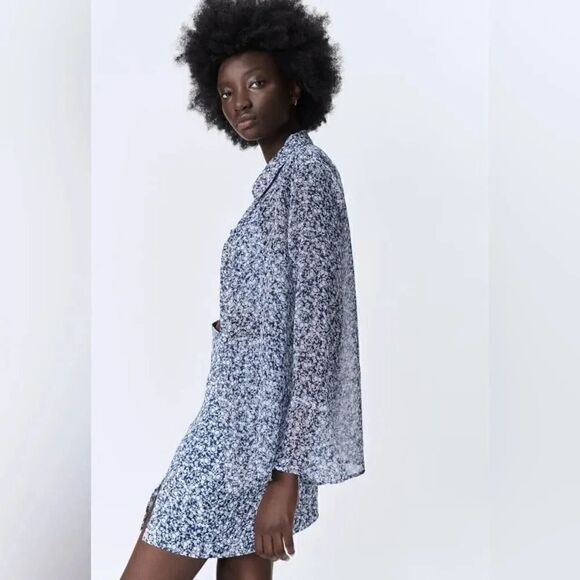 ZARA FLORAL PRINT BLOUSE - Picture 2 of 8